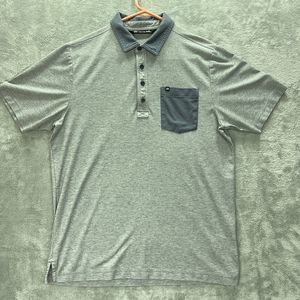 Travis Mathew Golf Polo Shirt Men Medium Gray Heathered Short Sleeve Preppy